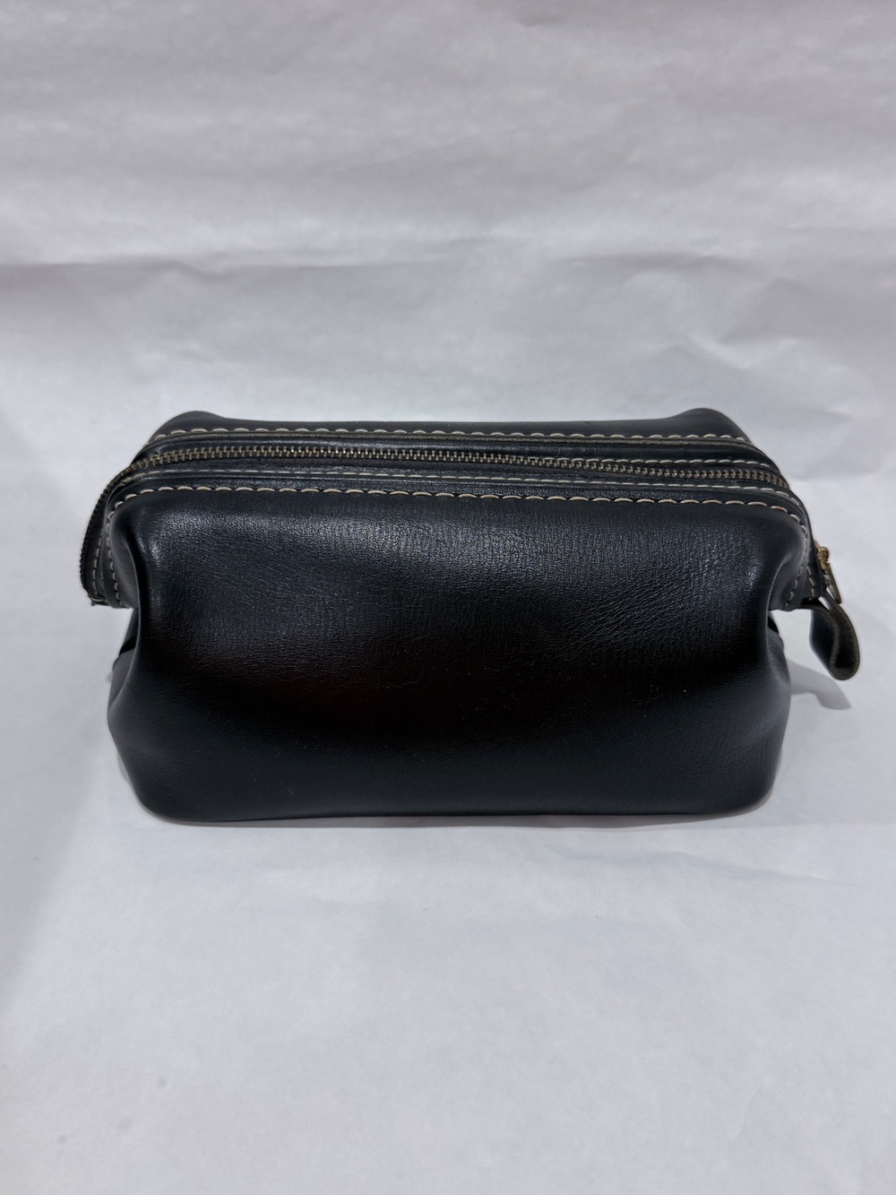 Vintage Swank Black Leather Men's Travel dopp kit Toiletry Bag